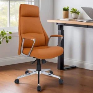 Jayme Leatherette Executive Chair With Knee Tilt Mechanism In Tan Color