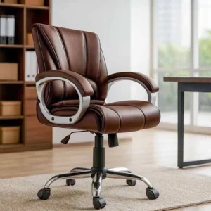 Alpha Mid back Leatherette Executive Chair In Brown Colour