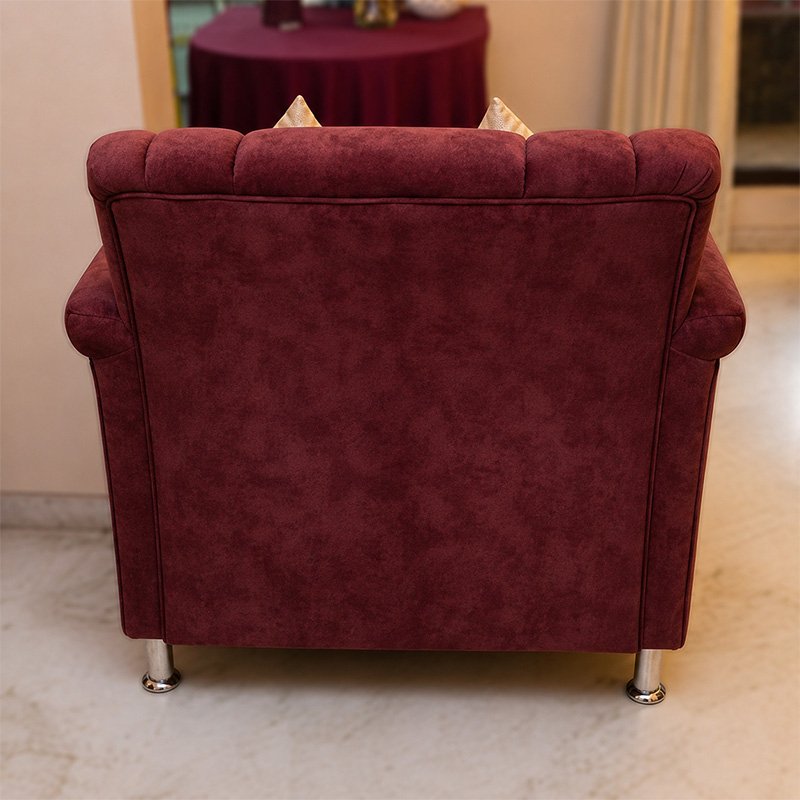 Imperial Dual-Tone Burgundy and Cream Luxury Accent Sofa Chair with Golden Cushions
