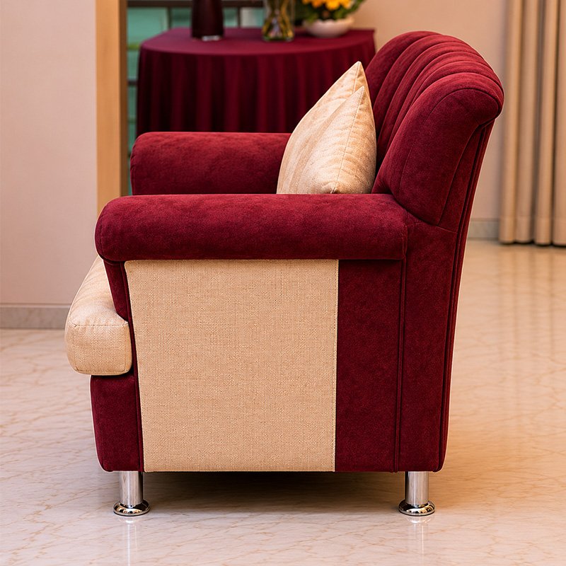 Imperial Dual-Tone Burgundy and Cream Luxury Accent Sofa Chair with Golden Cushions