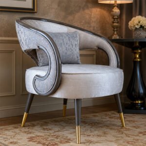 Luxury curved accent chair with premium upholstery and modern design