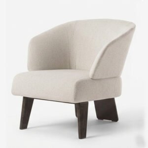 Modern Curved Accent Chair with Premium Fabric Upholstery