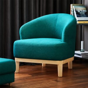 Modern Teal Upholstered Accent Chair with Curved Backrest