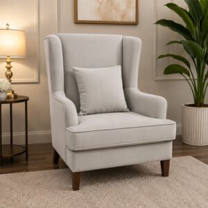 Modern wingback accent chair with cushioned seat and premium upholstery