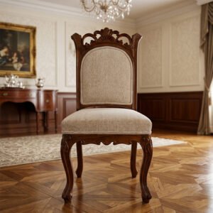 Royal Classic Wooden Dining Chair with Upholstered Backrest
