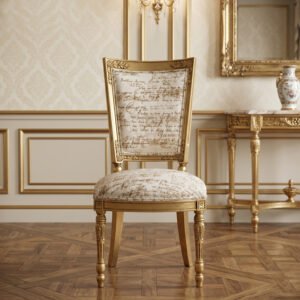 Royal Vintage Luxury Dining Chair with Antique Gold Finish